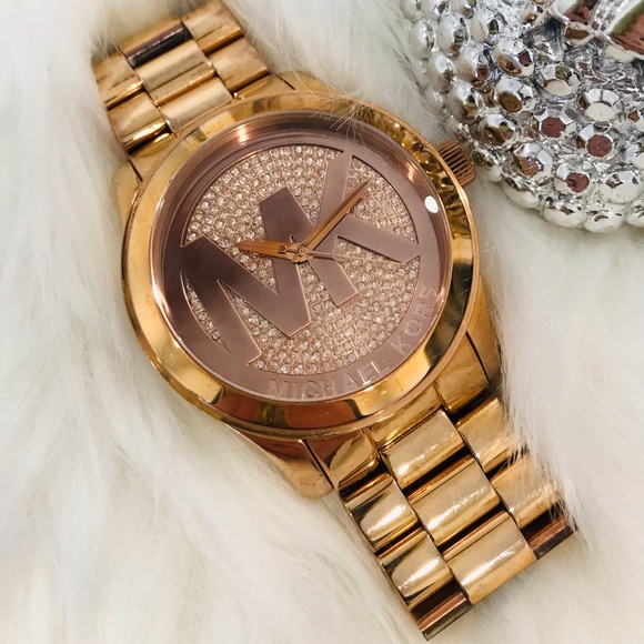 Michael Kors- Rose Gold Runway Pave Watch - Picture 1 of 6